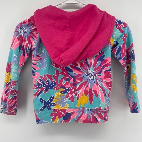 Lilly Pulitzer Girls Zip Up Hoodie Ruffle Trim Colorful Print Jacket‎ Size S - Picture 6 of 6